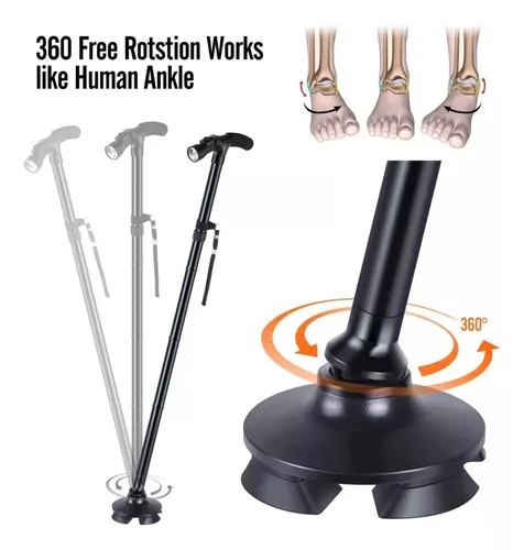 Bastón negro con luz para adulto mayor