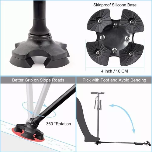 Bastón negro con luz para adulto mayor