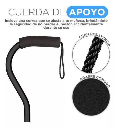 Bastón negro cuatro puntos ideal para adulto mayor