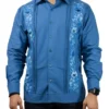 Guayabera Yucateca Bordada de Lino Modelo Colibrí Manga Larga para Hombre