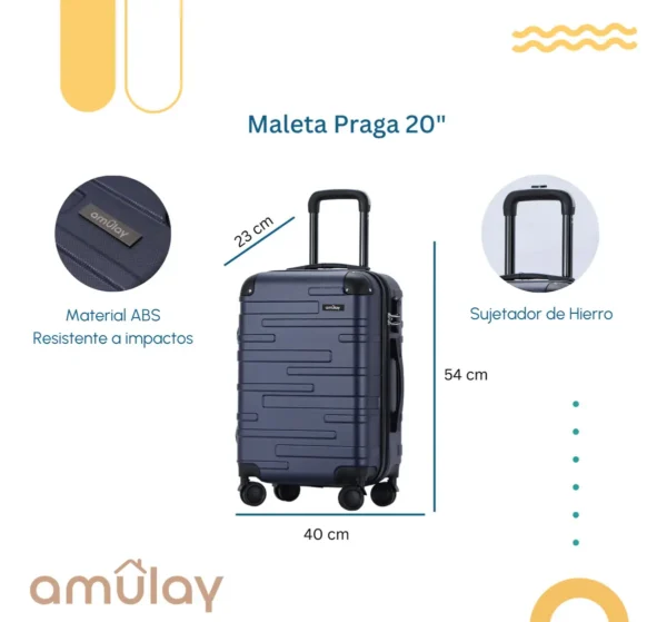 Maleta-De-Mano-20in-Praga-Cabina-Carry-On-10kg-Candado-Ruedas-360°