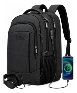 Mochila Para Laptop Hombre Impermeable Reforzada Antirrobo 15.6 Pulgadas USB Viaje Escolar Grande Capacidad 35L Negro