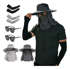 Sombrero De Sol Gorra Protección Cuello+manga+gafa Set