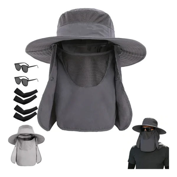 Sombrero De Sol Gorra Protección Cuello+manga+gafa Set