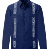 Camisa Guayabera Bordada Multibolsillos Manga Larga Hombre
