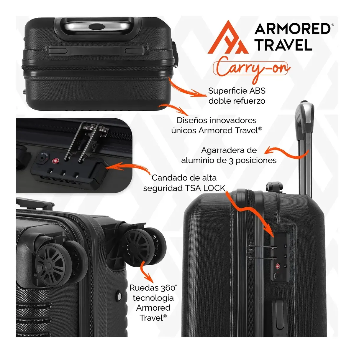 Maleta De Viaje De Mano Carry On 20p Tsa Lock Armored Travel