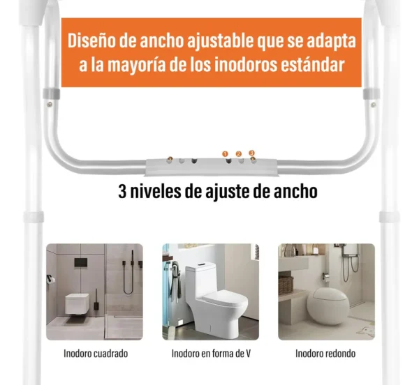 Barandal,Barra de agarre, Apoyo Adulto Mayor, Baño, Inodoro Plateado