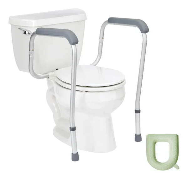 Barandal,Barra de agarre, Apoyo Adulto Mayor, Baño, Inodoro Plateado