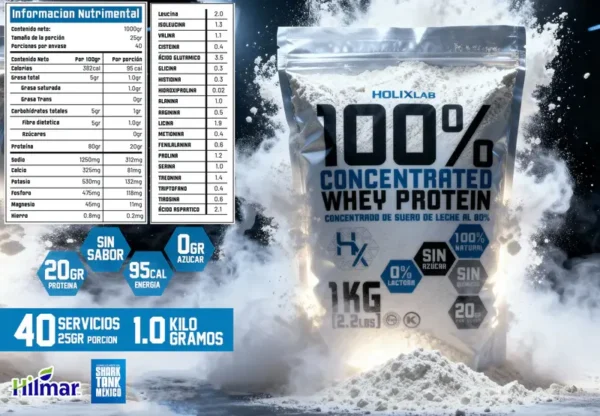 Proteína Whey Isolean Holix Lab 1kg Sin Sabor Suero 90% Aislada