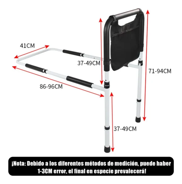 Barra de Seguridad para Cama Adulto Mayor con Organizador | Barandal Asistencial para Levantarse, Evitar Caídas y Apoyo en Movilidad