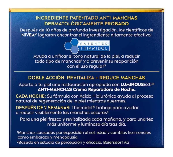 crema-aclarante-facial-de-noche-NIVEA-Luminous-630-Crema-Reparadora