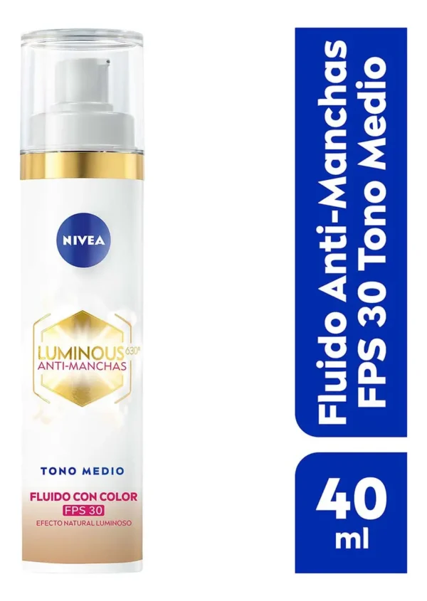 Nivea Luminous630 Fluido Anti-Manchas FPS Tono Medio 40 ml Todo Tipo de PielNivea Luminous630 Fluido Anti-Manchas FPS Tono Medio 40 ml Todo Tipo de Piel Nivea Luminous630 Fluido Anti-Manchas FPS Tono Medio 40 ml Todo Tipo de Piel Nivea Luminous630 Fluido Anti-Manchas FPS Tono Medio 40 ml Todo Tipo de Piel Nuevo | +1000 vendidos Nivea Luminous630 Fluido Anti-Manchas