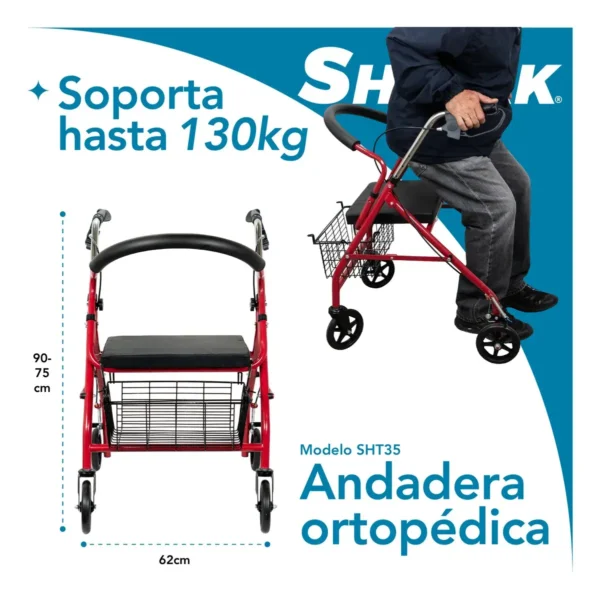 Andadera Ortopédica Todo Terreno con Asiento para Adultos Mayores