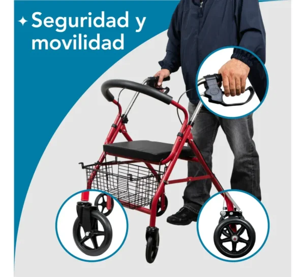 Andadera Ortopédica Todo Terreno con Asiento para Adultos Mayores