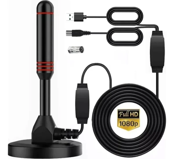 Antena de TV Digital 4K HD Para Interiores Con Amplificador de Señal