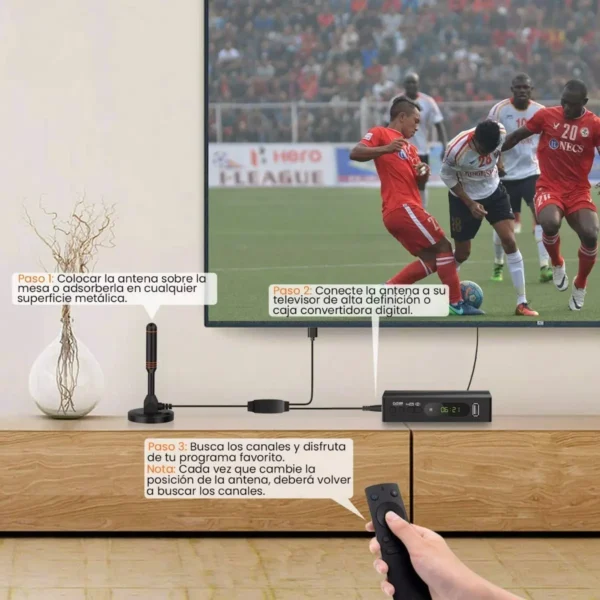 Antena de TV Digital 4K HD Para Interiores Con Amplificador de Señal