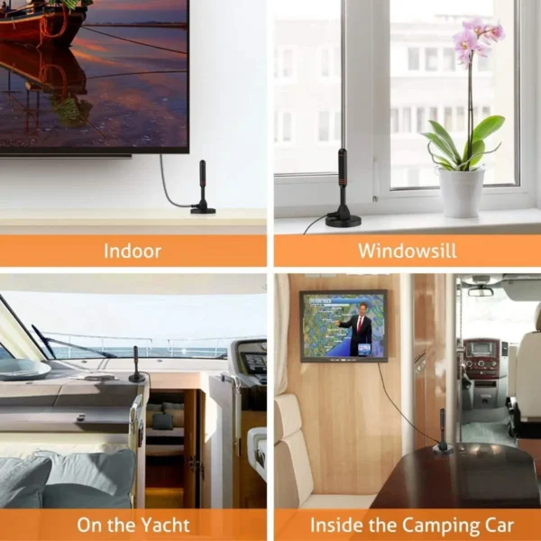 Antena de TV Digital 4K HD Para Interiores Con Amplificador de Señal