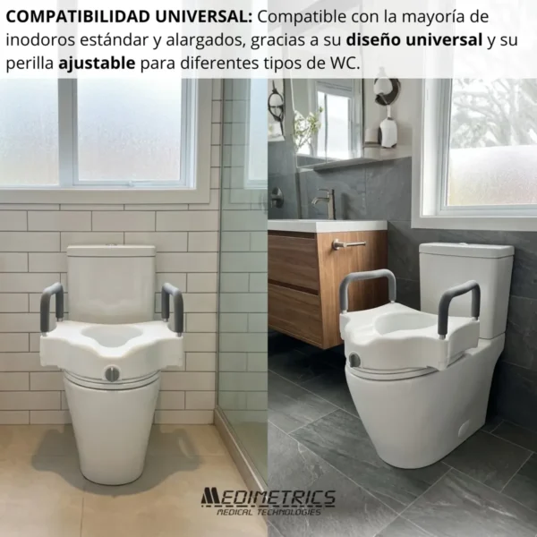 Aumento Para Wc Asiento Elevador Baño Descansabrazos Seguro