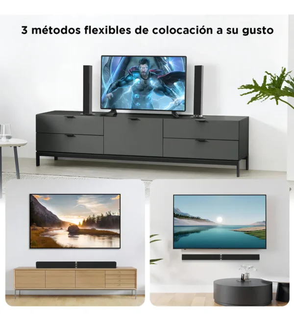Barra de Sonido Mzeibo 60W 2.1 Canales Bluetooth HDMI AUX Negra Con Control
