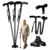 Bastón Portatil Plegable De Aluminio 4 Patas Con Luces Led