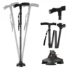 Bastón Portatil Plegable De Aluminio 4 Patas Con Luces Led