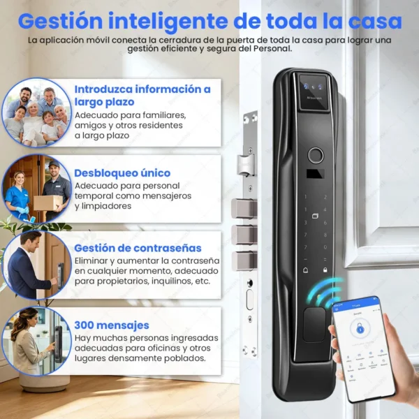 Cerradura Inteligente WiFi con App y Múltiples Métodos de Desbloqueo