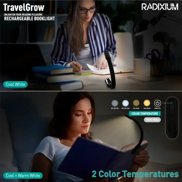 Lámpara de Lectura Recargable con 9 LED y Brillo Regulable