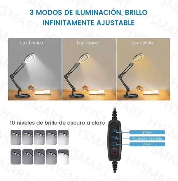 Lámpara LED con Lupa 10X y Brazo Ajustable