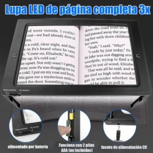 Lupa de Página Completa A4 con Luz LED 3X