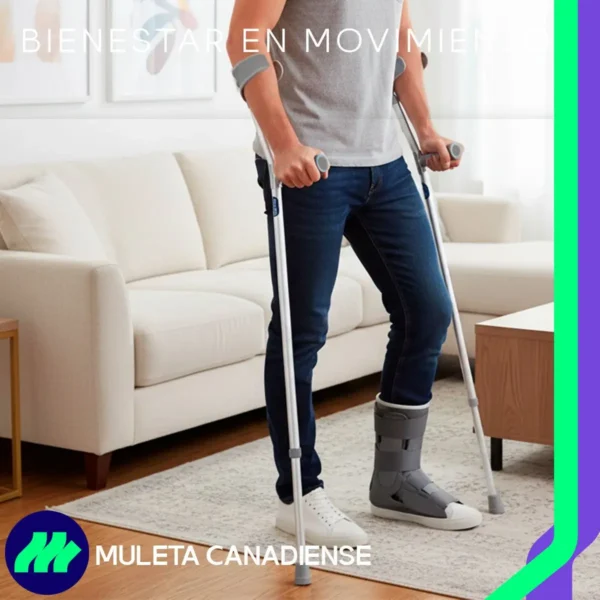 Muleta Canadiense Ajustable 14 Niveles Antideslizante Ligera Color Gris