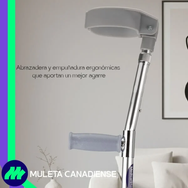 Muleta Canadiense Ajustable 14 Niveles Antideslizante Ligera Color Gris