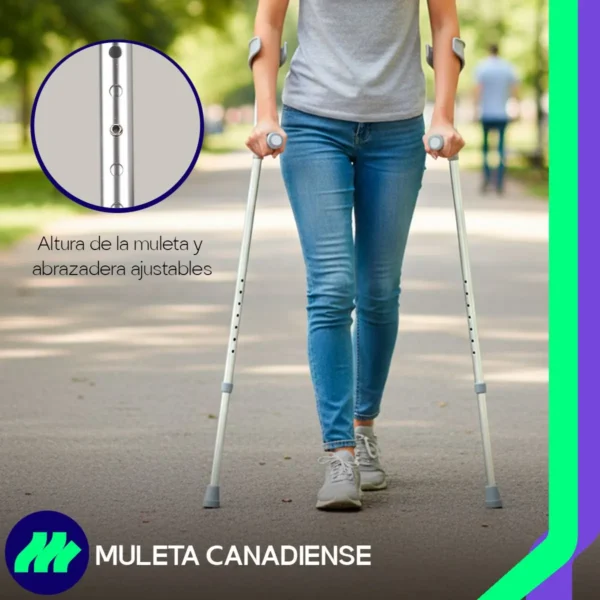 Muleta Canadiense Ajustable 14 Niveles Antideslizante Ligera Color Gris
