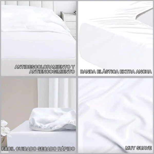 Protector Cubre Colchón Impermeable Decoración 198x203 King Color Blanco Puro Oscuro Diseño De La Tela Liso