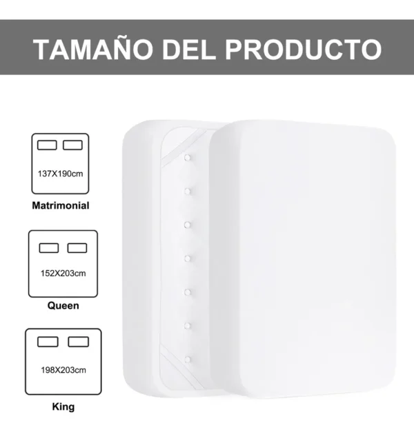 Protector Cubre Colchón Impermeable Decoración 198x203 King Color Blanco Puro Oscuro Diseño De La Tela Liso