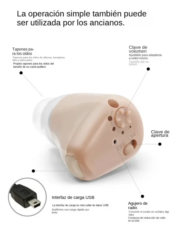 Pulsovital Aparato Auditivo Ite Recargable Amplificador Sonido Sordera K88