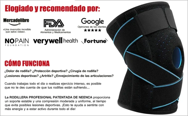 Rodillera Neenca con Estabilizadores Laterales y Almohadilla para Rótula