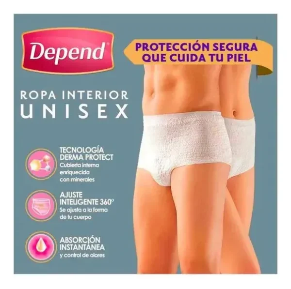 Ropa Interior para Incontinencia Depend® Derma Protect Unisex Mediano | Protección, Comodidad y Cuidado de la Piel