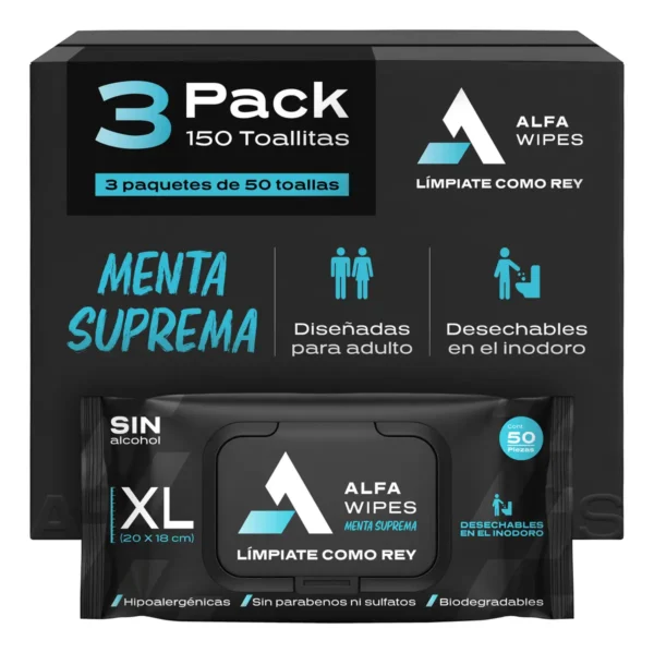 Toallitas Húmedas Menta Suprema Alfa Wipes